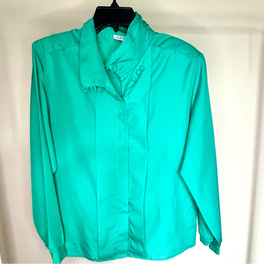 Jantzen Green Long Sleeve Boxy Button Down Shirt
